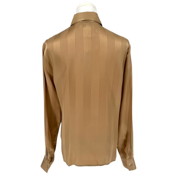 Vintage 1990s Rena Rowan Silk Vertical Stripe Button-Up Shirt Sz 10 Minimalist - Picture 4 of 6